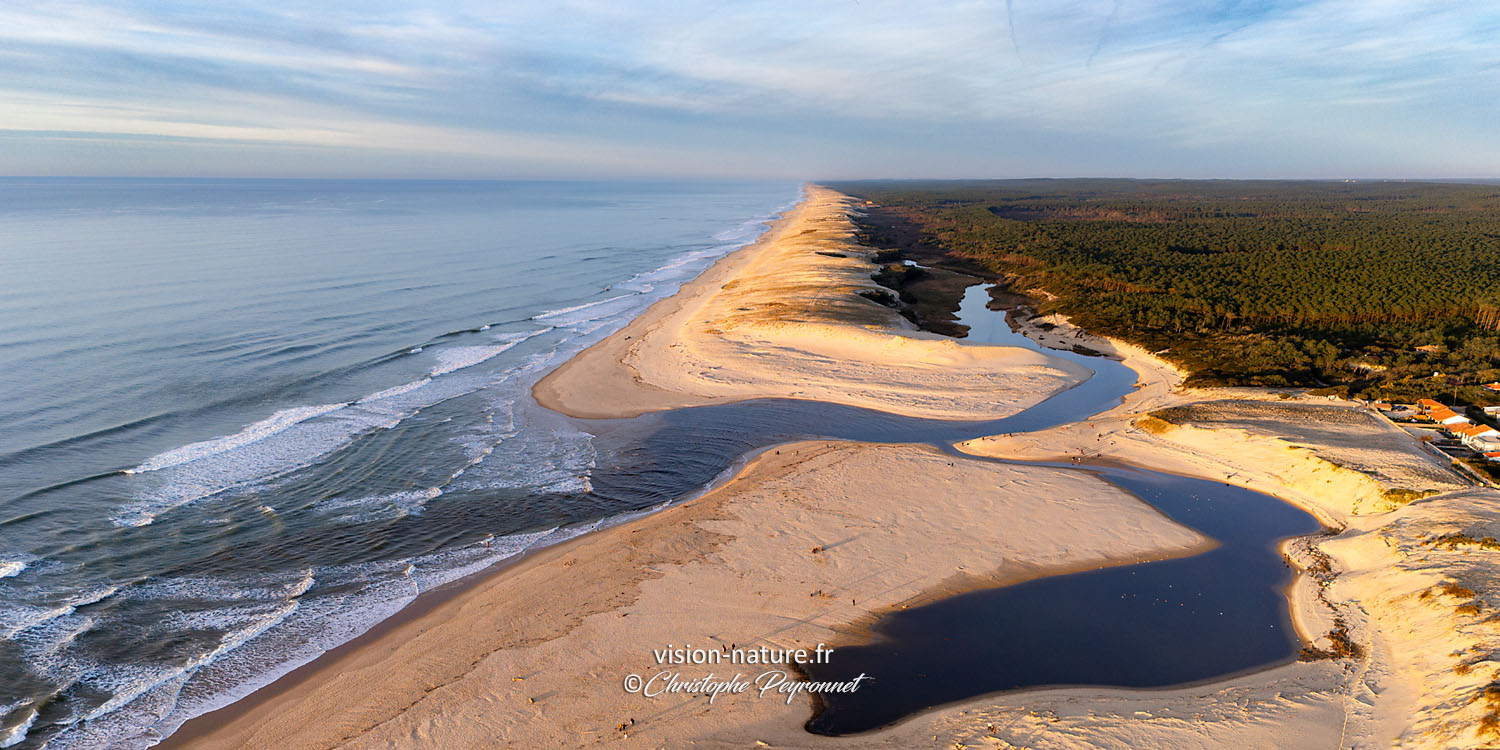 Courant d'Huchet vue du ciel